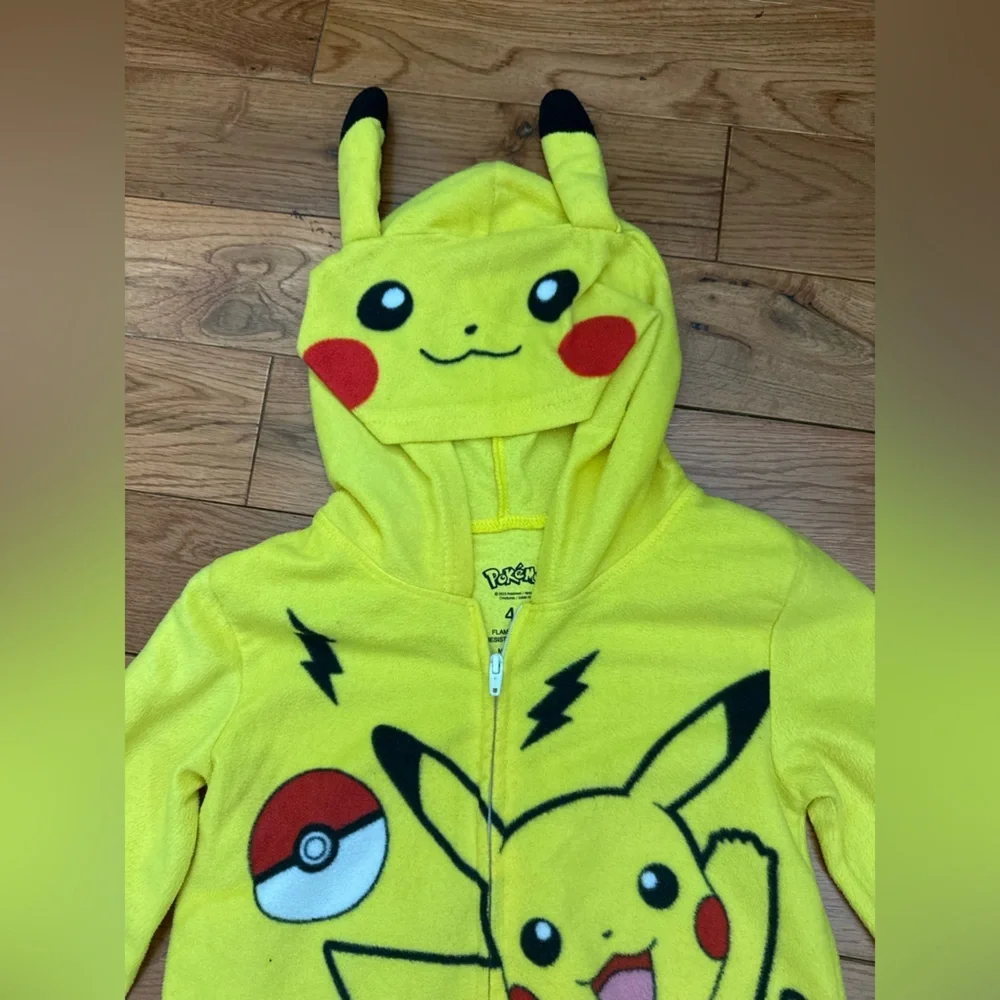 Pokémon Pikachu One Piece Zip Hooded Up Pajamas with Ears